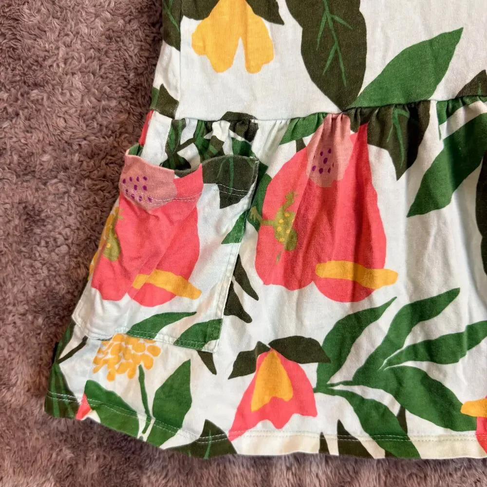 Tea Collection Flutter Sleeve Pocket Dress Floral Tropical Girls 3 3T